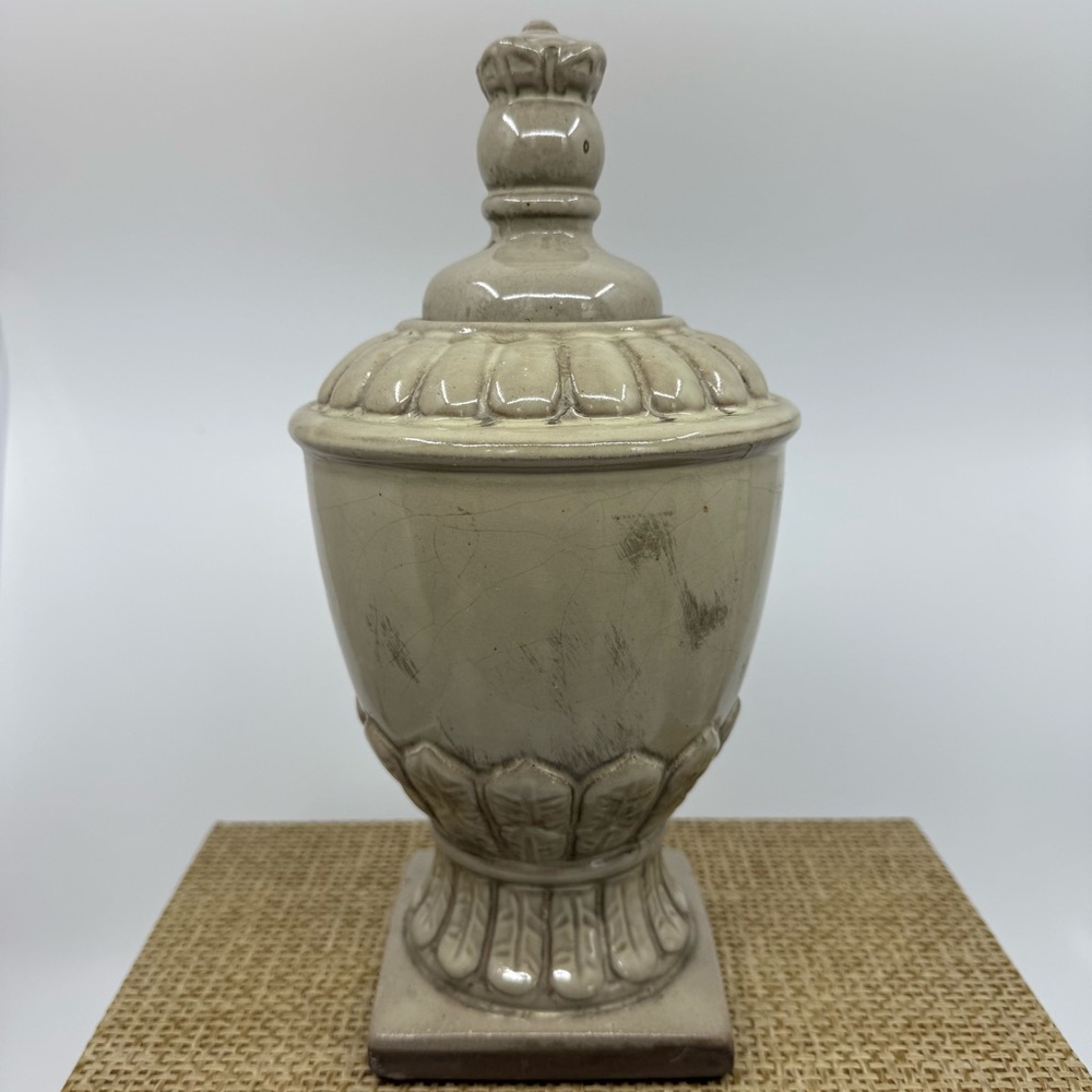 Painted Terracotta Vessel with Lid